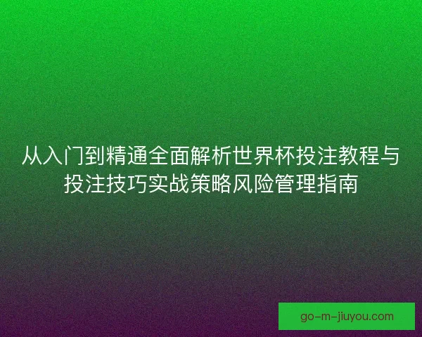 从入门到精通全面解析世界杯投注教程与投注技巧实战策略风险管理指南 从入门到精通全面解析世界杯投注教程与投注技巧实战策略风险管理指南